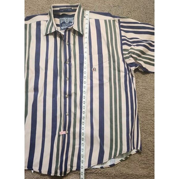 Vintage Coliseum Men's Shirt XXL‎ Black White Stripe Logo Heavy Button Down - Picture 8 of 16